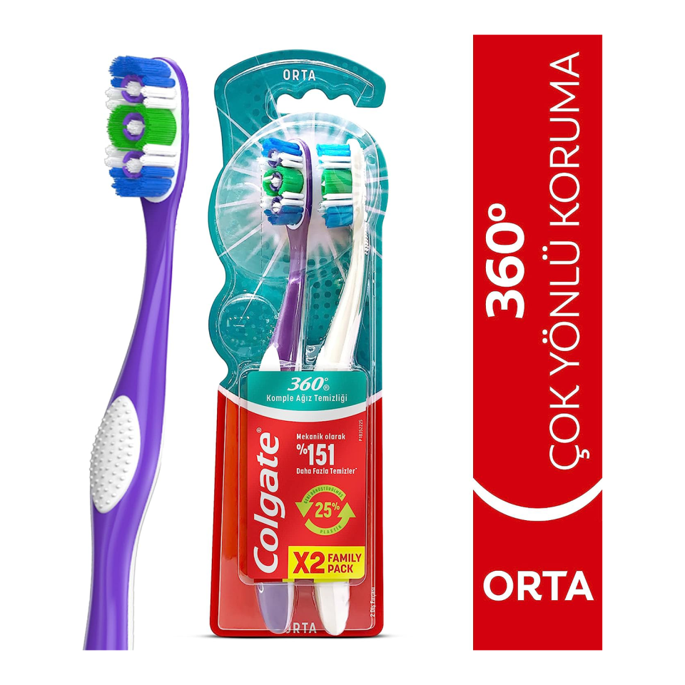Colgate Fırça 360 1+1 Orta Diş Fırçası