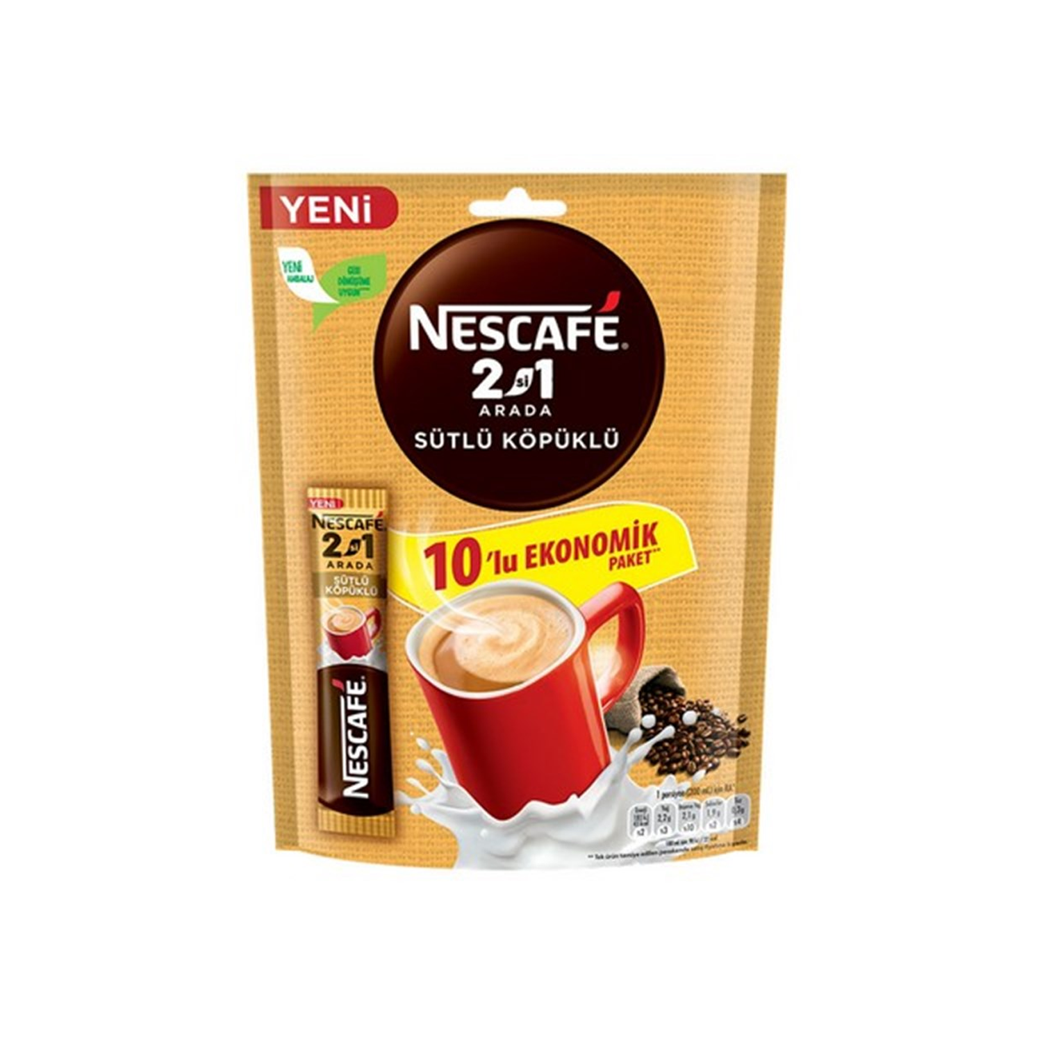 Nescafe 2si1 Arada Sütlü Köpüklü 10lu Paket