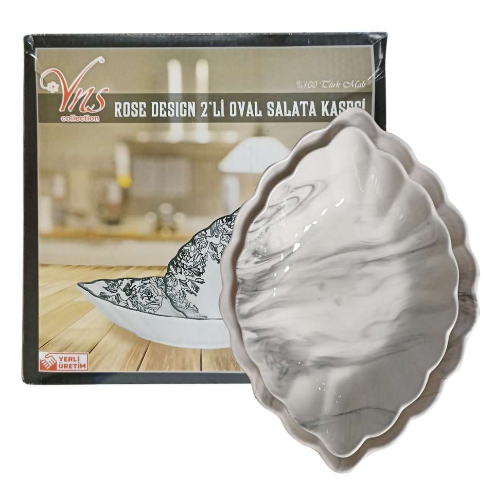 Vns Mermer Desen Oval 2li Salata Kasesi