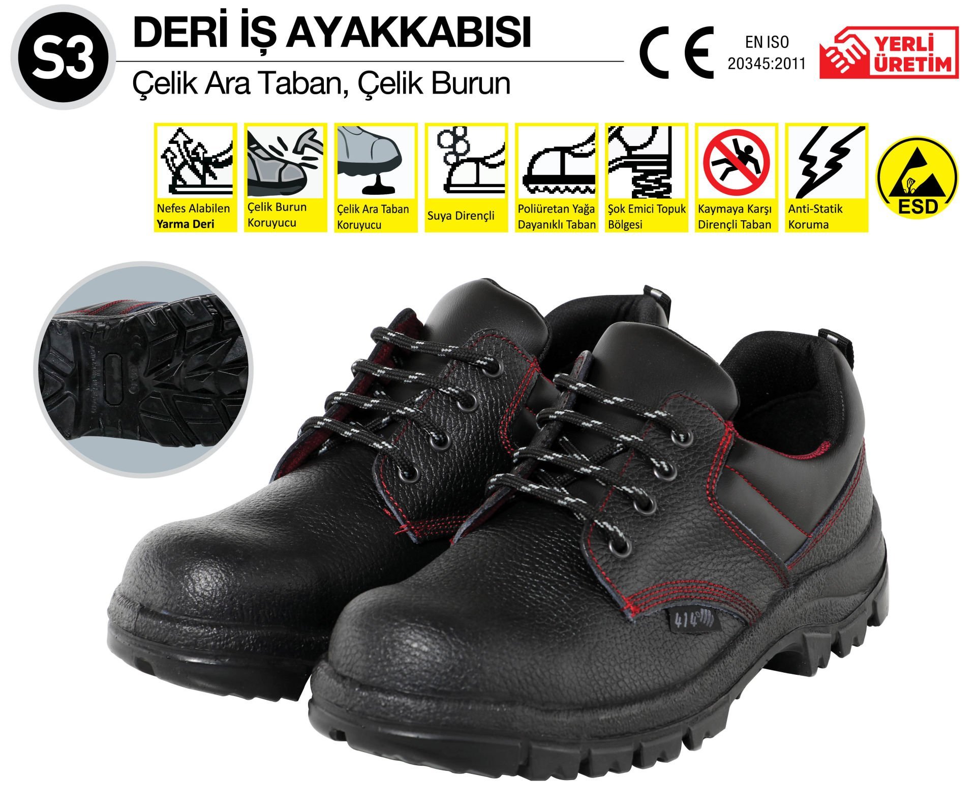 S3 DERİ İŞ AYAKKABISI NO:42