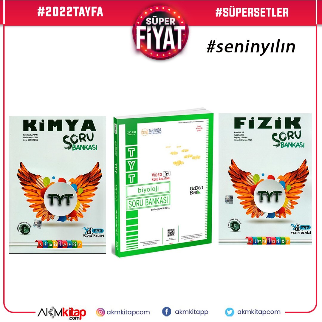 TYT Pro Kimya ve Fizik Üç Dört Beş TYT Biyoloji Soru Bankası  Kitap Set