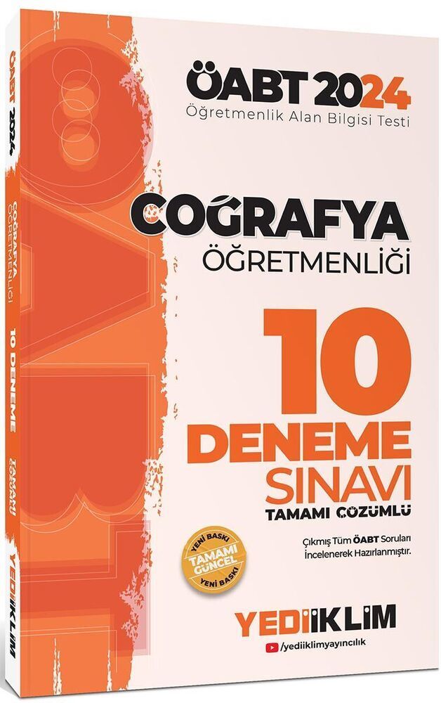 2024 ÖABT Coğrafya Öğretmenliği 10 Deneme Yediiklim Yayınları Akm Kitap