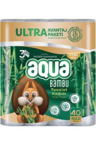 Aqua Tuvalet Kağıdı 3 Katlı 40'Lı Paket Bambu Ultra Avantaj Paketi