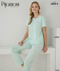 Pijamoni 2552-3 Pamuk Pijama Tk.