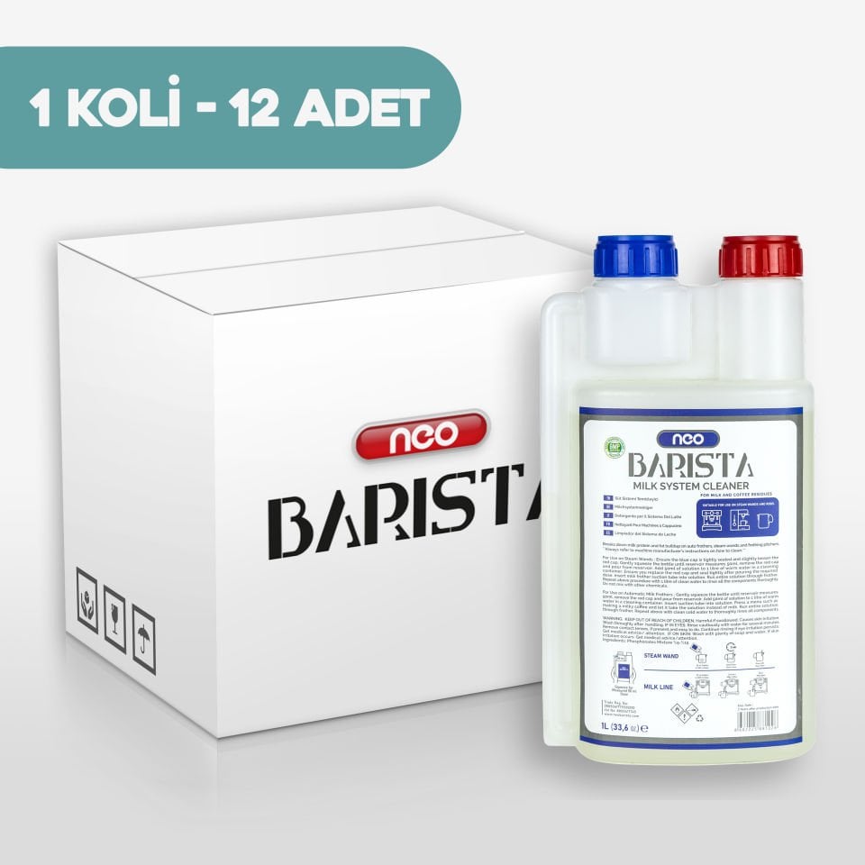 Neo Barista Espresso Makinesi Süt Sistemi Temizleyici (Çift Boyunlu Şişe) X 12 Adet