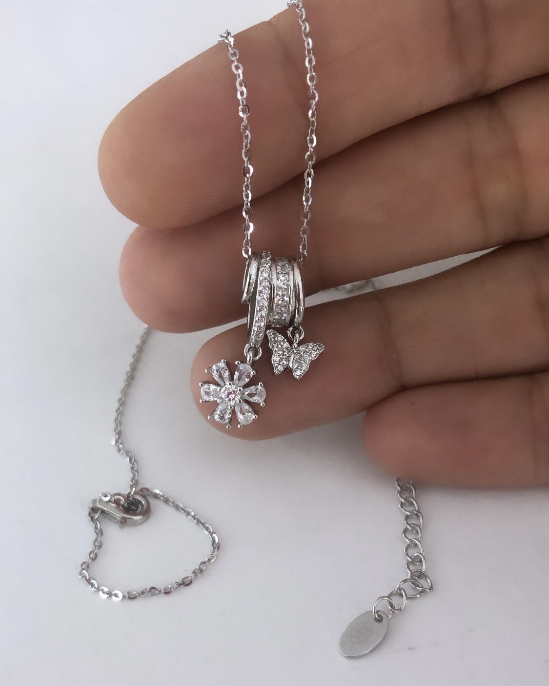 İthal Kelebek Çiçek Kolye