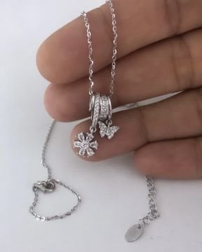 İthal Kelebek Çiçek Kolye