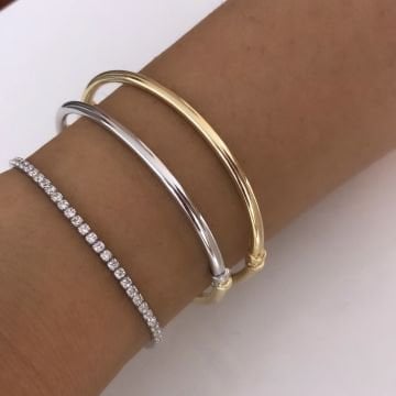 İtalyan Kilitli Bilezik Gold-Beyaz