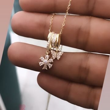 İthal Çiçek Kelebek Kolye