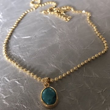 Turkuaz Uçlu İtalyan Kolye Gold