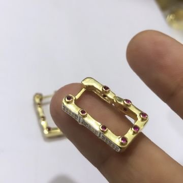 Pempe Taşlı Küçük Dikdörtgen Küpe (Tek)