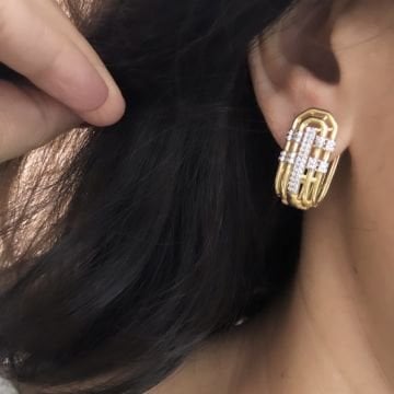 Taşlı Gold Küpe