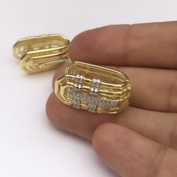 Taşlı Gold Küpe