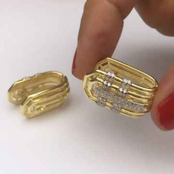 Taşlı Gold Küpe