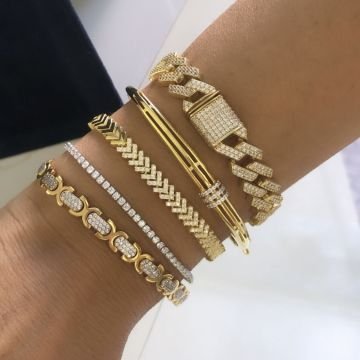 Taş Detaylı Gold Bileklik