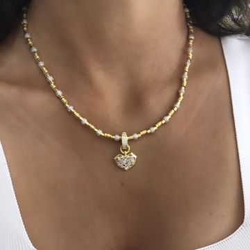 Kalp Kolye Ucu Baget Taşlı