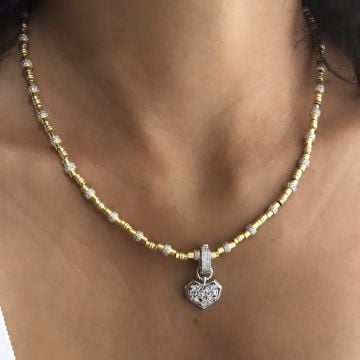 Kalp Kolye Ucu Baget Taşlı
