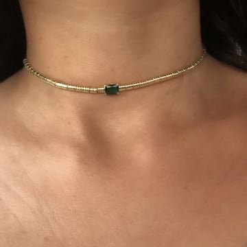 Yeşil Taşlı Choker Kolye