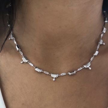 Beyaz Baget Taşlı Gerdanlık