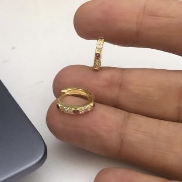 Pembe Taşlı Mini Halka Küpe (1cm)