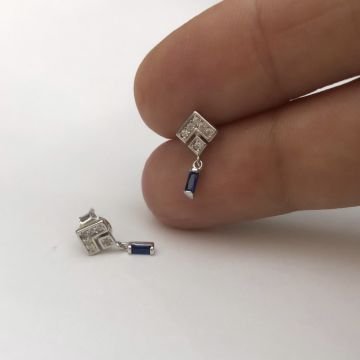 Minimal Laci Baget Taşlı Küpe