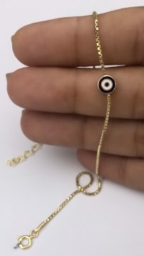 Çift Tarafı Mineli Nazarlı Halhal