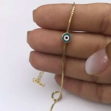 Çift Tarafı Mineli Nazarlı Halhal