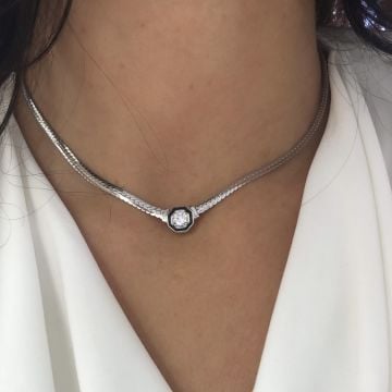 Tek Taş Hasır Kolye