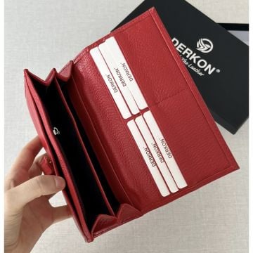 DIŞTAN PATLI KİBAR HAKİKİ DERİ Kırmızı KADIN CÜZDAN