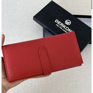 DIŞTAN PATLI KİBAR HAKİKİ DERİ Kırmızı KADIN CÜZDAN