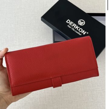 DIŞTAN PATLI KİBAR HAKİKİ DERİ Kırmızı KADIN CÜZDAN
