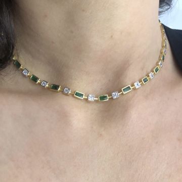 Yeşil Baget Taşlı Choker
