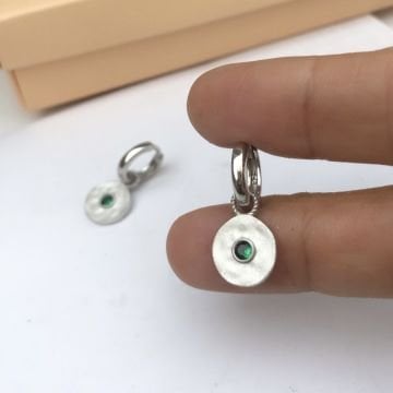 Dövme Küpe Yeşil Taşlı