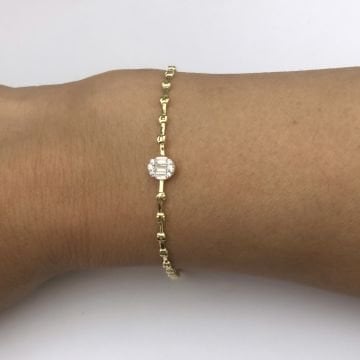 Baget Taşlı Gold Bileklik