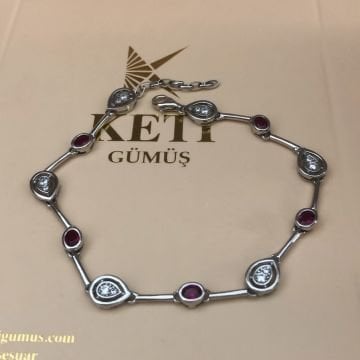 Bordo Taşlı Bileklik