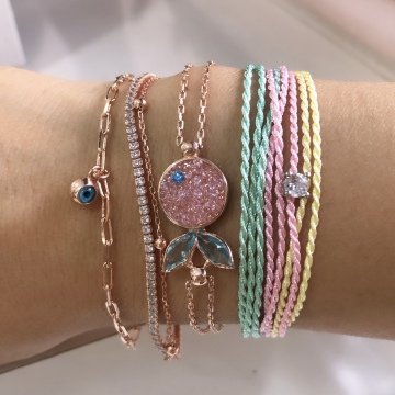 Tektaş Detaylı Pastel Renkli Bileklik