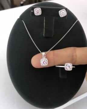 İthal Küpe Kolye Yüzük Set
