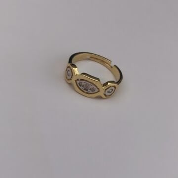 Taşlı Gold Yüzük Ayarlı (Serçe Parmak)