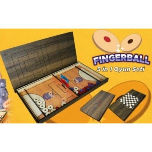 Fingerball Slingpuck + Santraç + Dama + 3 Taş ve 9 Taş 5 In 1 Oyun Seti