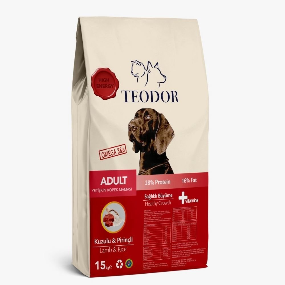 Teodor Adult Kuzu Etli ve Pirinçli Yetişkin Köpek Maması 15 Kg