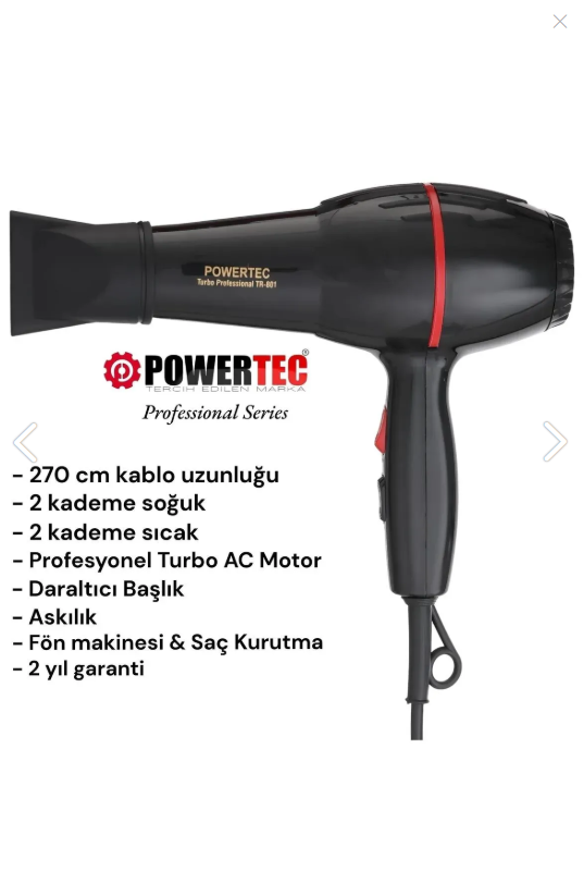 POWERTEC TR-801 SAÇ KURUTMA MAKİNESİ