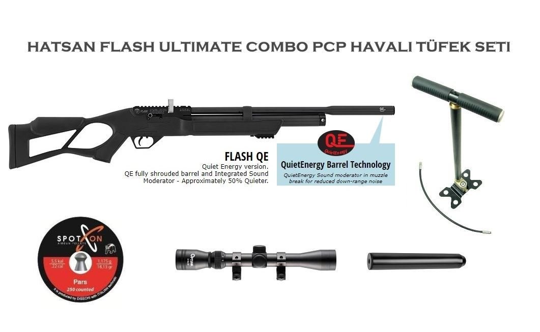 HATSAN FLASH QE 5.5 CAL PCP HAVALI TÜFEK SET