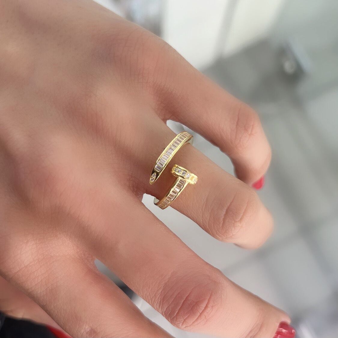 Imported Baguette Stone Nail Ring