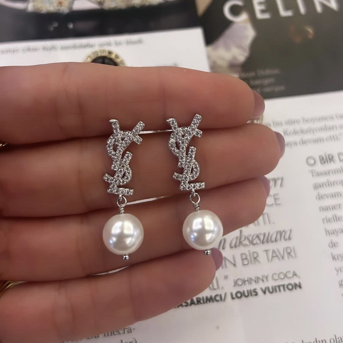 Imported Steel YSL Earrings Double