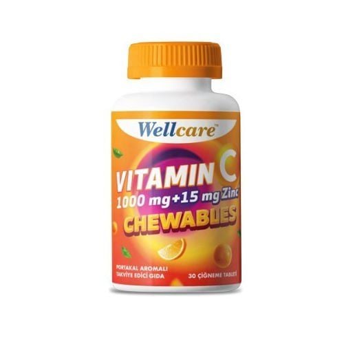 Wellcare Vitamin C 1000 mg Çinko 15 mg 30 Çiğneme Tableti