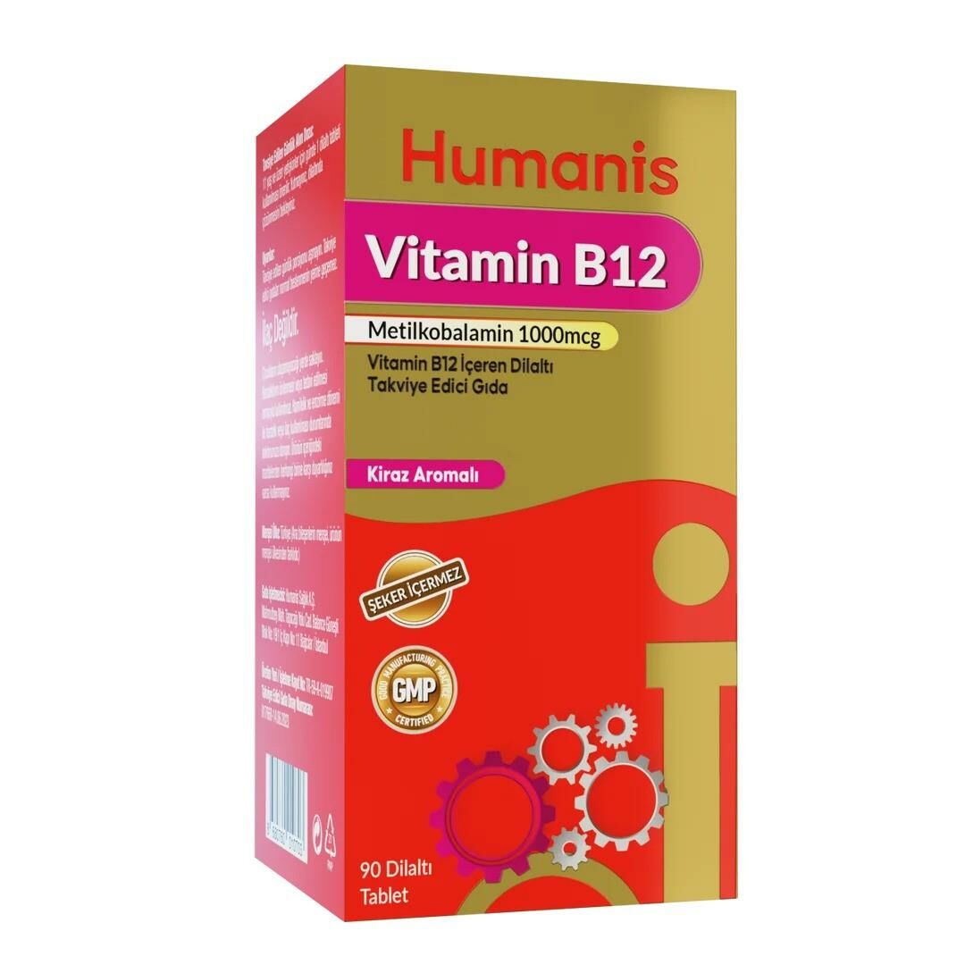 Humanis Vitamin B12 İçeren Dilaltı Takviye Edici Gıda 1000 mcg 90 Tablet