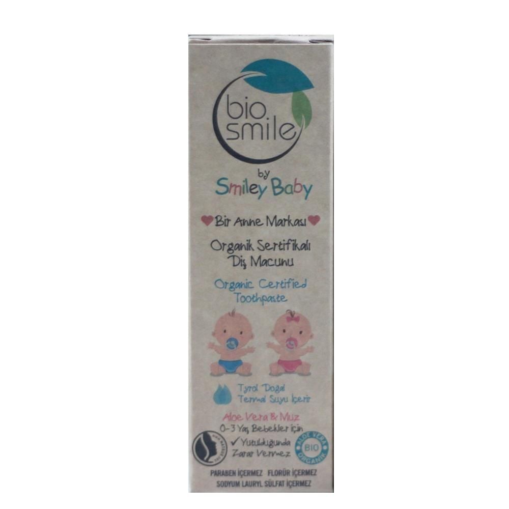 Bio Smile Organik Diş Macunu Aloe Vera-Muz Aromalı Bebek Diş Macunu 50ml 0-3 Yaş