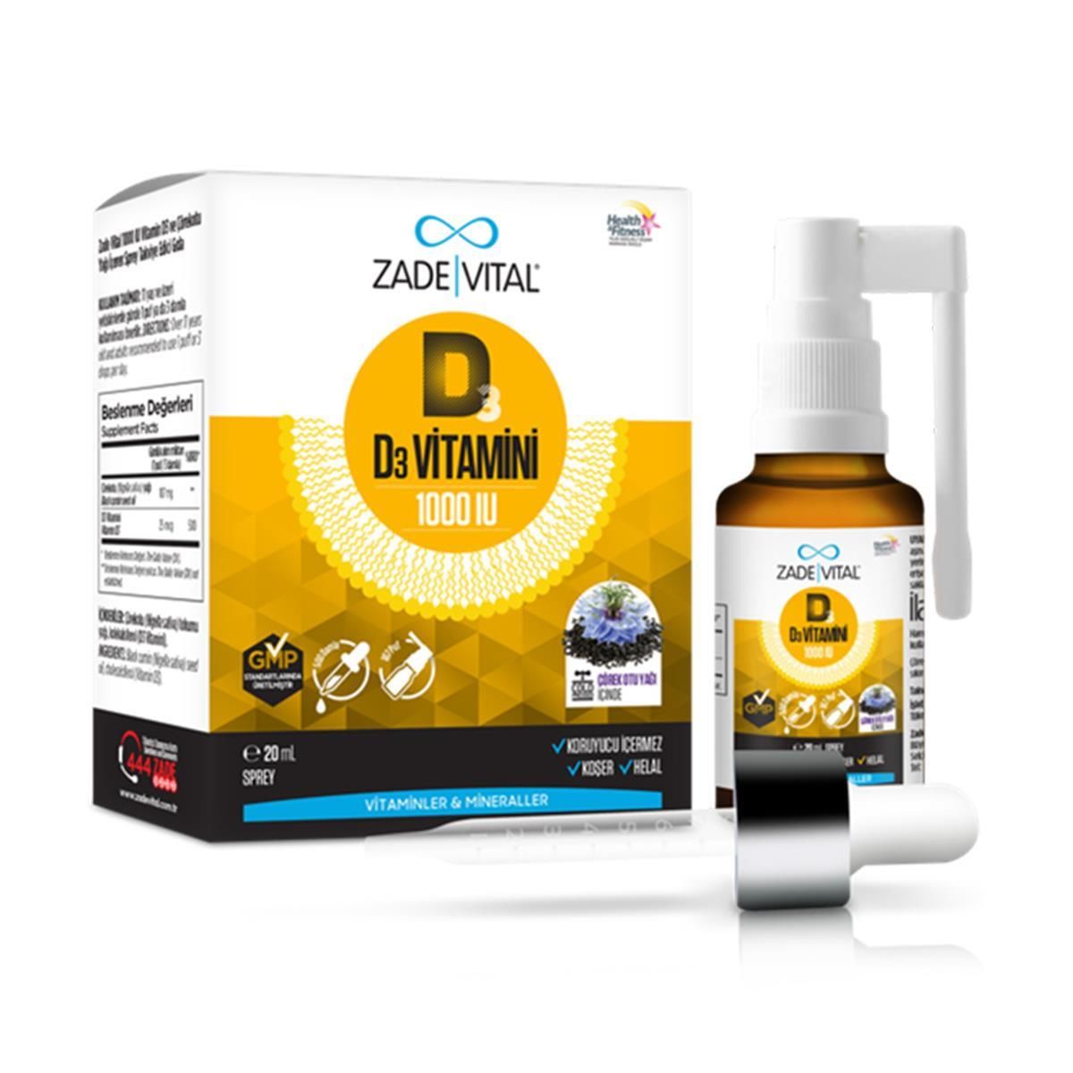 Zade Vital D3 Vitamini 1000 IU Sprey 20 ml