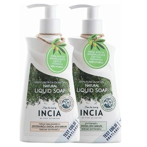 İncia Yoğun Nemlendiricili Doğal Sıvı Sabun 250ml + 250ml Set