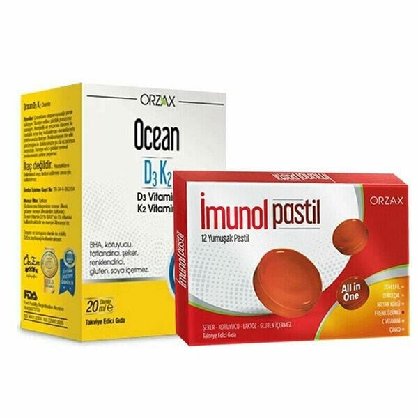 Ocean D3+K2 Damla 20 ml + imunol 12 Yumuşak Pastil